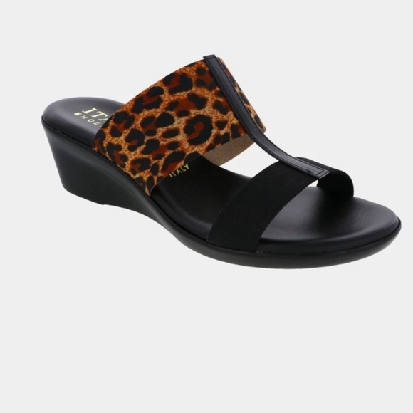 Italian Shoemakers Shoes - Italian Shoemakers Black and Leopard Print Sandals